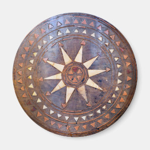 Íman antigo símbolo grego madeira motif étnico do sol e