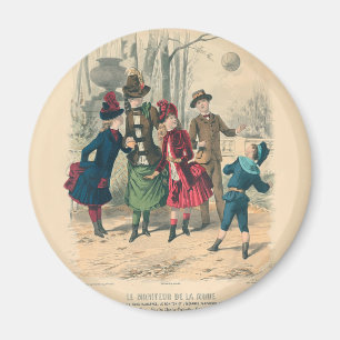 Íman Antigos Crianças Vitorianas Jogam Bola 1880 Invern