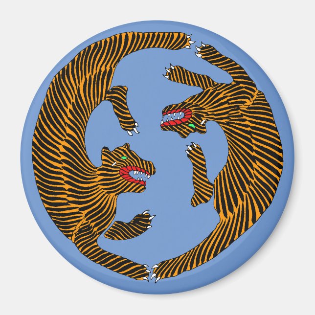 Íman Antigos Tigres Folk Japoneses (Frente)