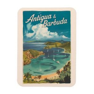 Íman Antígua e Barbuda Painterly Viagem Art Vintage