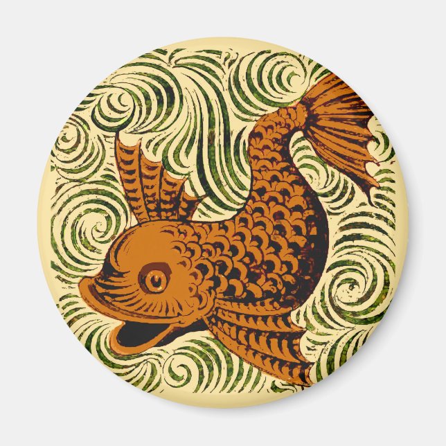 Íman Antiguidade de Peixe Azulejo Antigo (Frente)