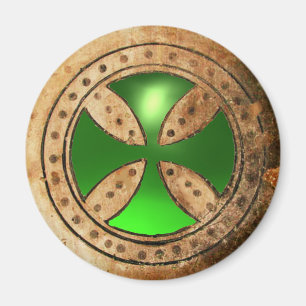 Íman ANTIQUE TEMPLAR CRUZA Gem Emerald Verde