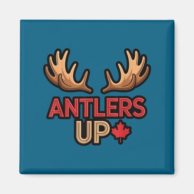 Íman Antlers Up Canadian Pride Funny Canada Flag Moose  (Frente)