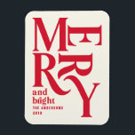 Íman Anúncio colorido da feliz vermelha de Natal<br><div class="desc">Cartão de natal colorido de feliz gráfica de vintagem vermelha. Parte de uma coleção de feriados divertida.</div>