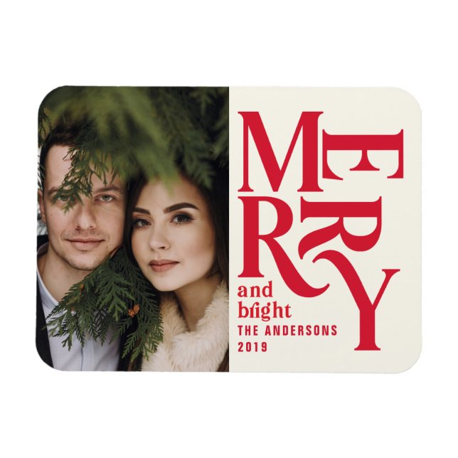 Íman Anúncio colorido da feliz vermelha de Natal (Horizontal)