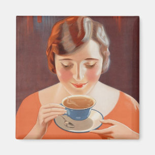 Íman Anúncio da pintura do chá do bebendo da mulher d