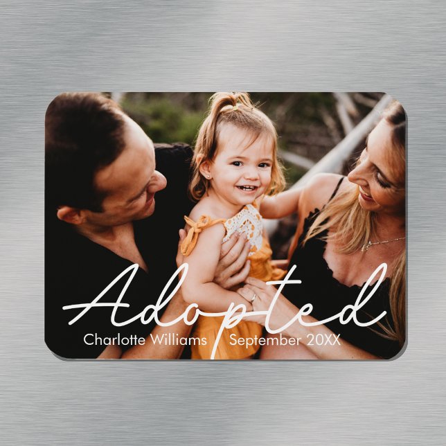 Íman Anúncio de Adoção de Foto Personalizada Moderna (Modern Personalized Photo Adoption Announcement Magnet
)