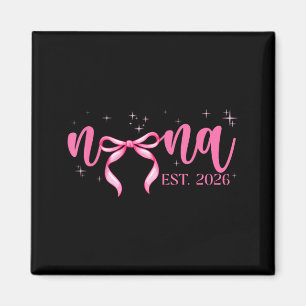 Íman Anúncio de Bebê da Vovó Est 2026 Coquette Bow Mãe