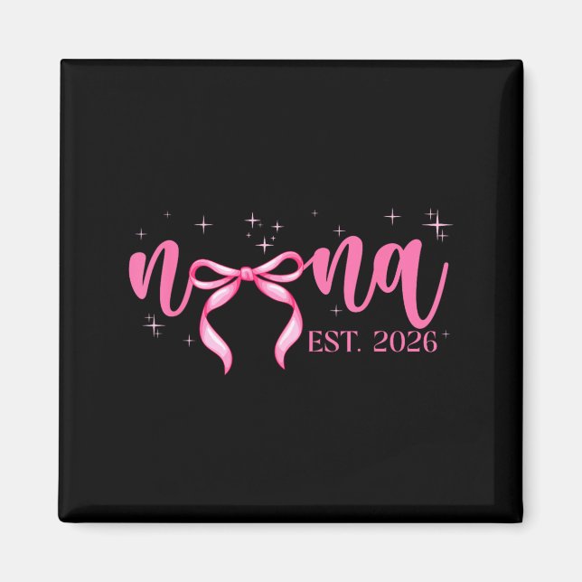 Íman Anúncio de Bebê da Vovó Est 2026 Coquette Bow Mãe (Frente)