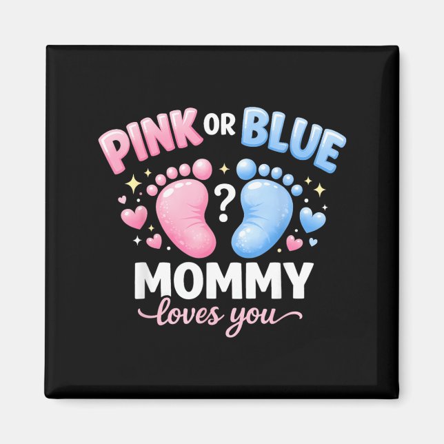 Íman Anúncio de Bebê Fofo Mamãe Ama Você em Rosa ou Azu (Frente)