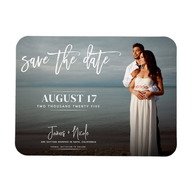 Íman Anúncio de casamento com foto de script moderno e  (Horizontal)