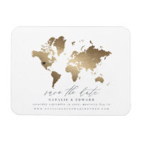Anúncio de casamento do mapa do mundo do ouro metá