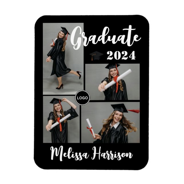 Íman Anúncio de Colagem de Fotos de Graduado com Logoti (Vertical)