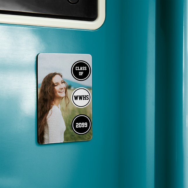 Íman Anúncio de Graduação com Foto de Círculos Pretos (Criador carregado)