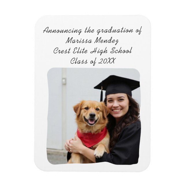 Íman Anúncio de Graduação com Foto Personalizada e Nome (Vertical)