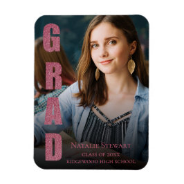 Íman Anúncio de Graduação Dourada do Rosa Modern Faux