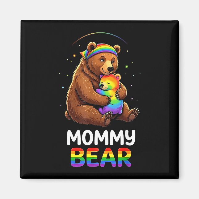 Íman Anúncio de gravidez da mamãe urso arco-íris gay (Frente)