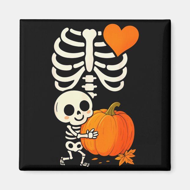 Íman Anúncio de Gravidez do Esqueleto de Halloween Soky (Frente)