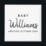 Íman Anúncio de Gravidez Moderna<br><div class="desc">Íman moderno minimalista personalizado de nome gravidez. Avise seus amigos e família que você está esperando com esta elegante design mínima.</div>