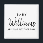 Íman Anúncio de Gravidez Moderna<br><div class="desc">Íman moderno minimalista personalizado de nome gravidez. Avise seus amigos e família que você está esperando com esta elegante design mínima.</div>