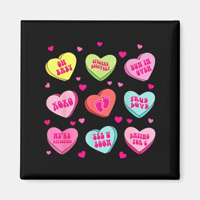 Íman anúncio de gravidez valentines corações doce bebê (Frente)