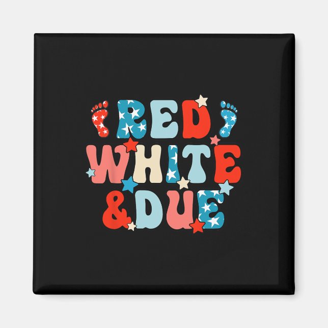 Íman Anúncio de Gravidez Vermelho Branco e Devido 4 de  (Frente)