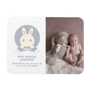 Íman Anúncio de Nascimento de Foto de Bebê Bunny Eleg