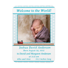 Íman Anúncio de Nascimento do Bebê Polka-Dot Blue