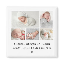 Anúncio de Nascimento Moderno com 5 Fotos em Grade