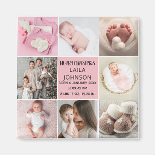 Íman Anúncio de Nascimento Personalizado 8 Fotos natal