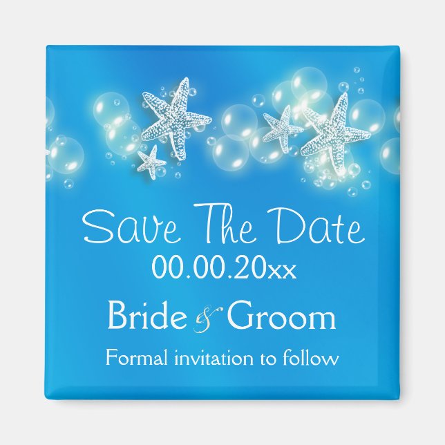 Íman Anúncio de peixe-estrela branco azul (Frente)