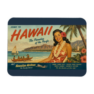 Íman Anúncio de Viagem Havaiano em Estilo Vintage