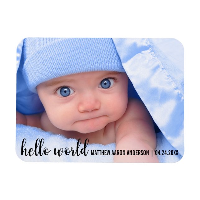 Íman Anúncio do New Baby Modern da Hello World (Horizontal)