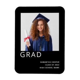 Íman Anúncio Preto para Graduação da Foto Simples 20