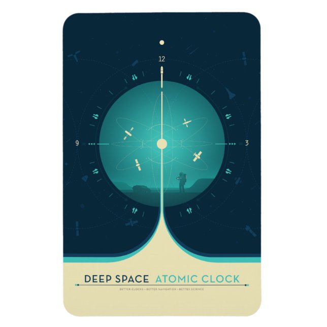 Íman Anúncio Sci-Fi, Relógio Atômica Azul, Espaço Profu (Vertical)