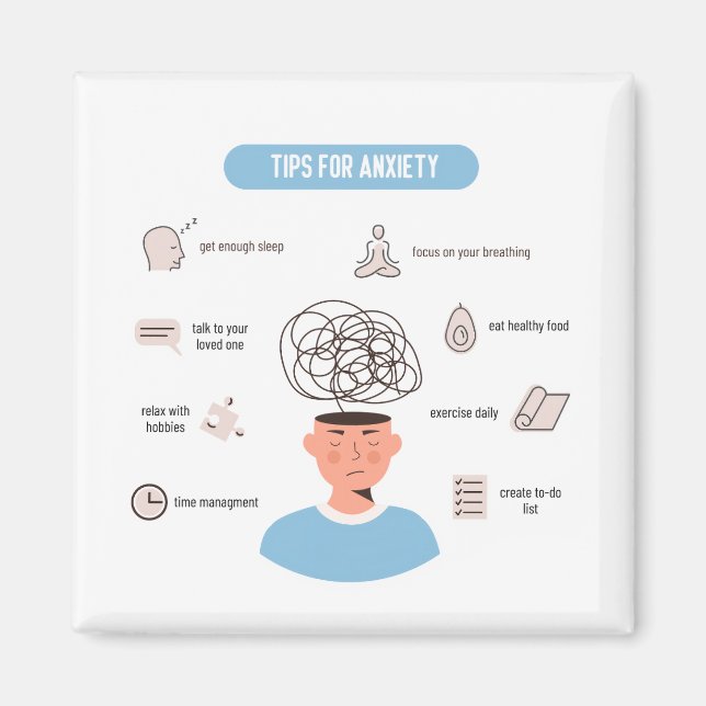 Íman Anxiety Tips Minimal Mental Health Art (Frente)