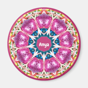 Íman ANYA ~ Padrão 3D Rosa Personalizado Fractal ~