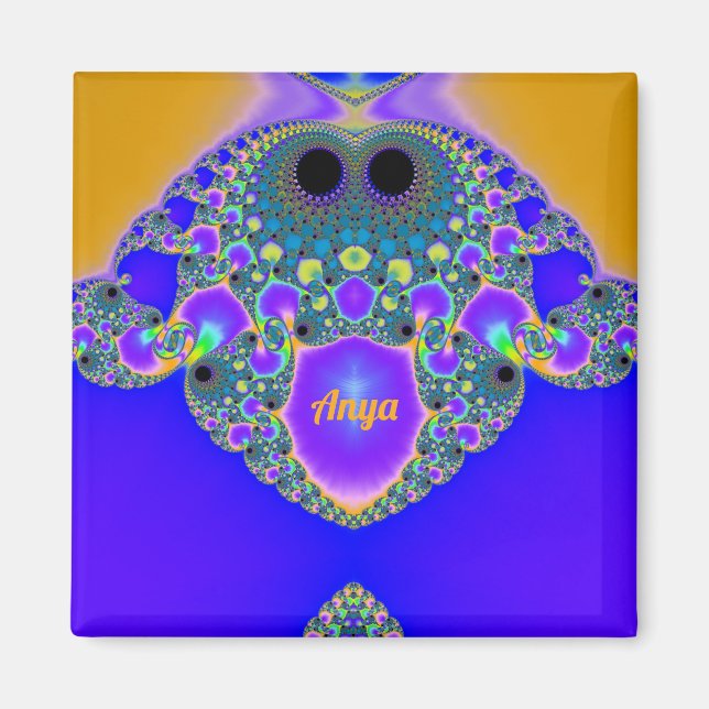 Íman ANYA ~ Padrão Abstrato ~ Azul Púrpura Amarelo ~ (Frente)