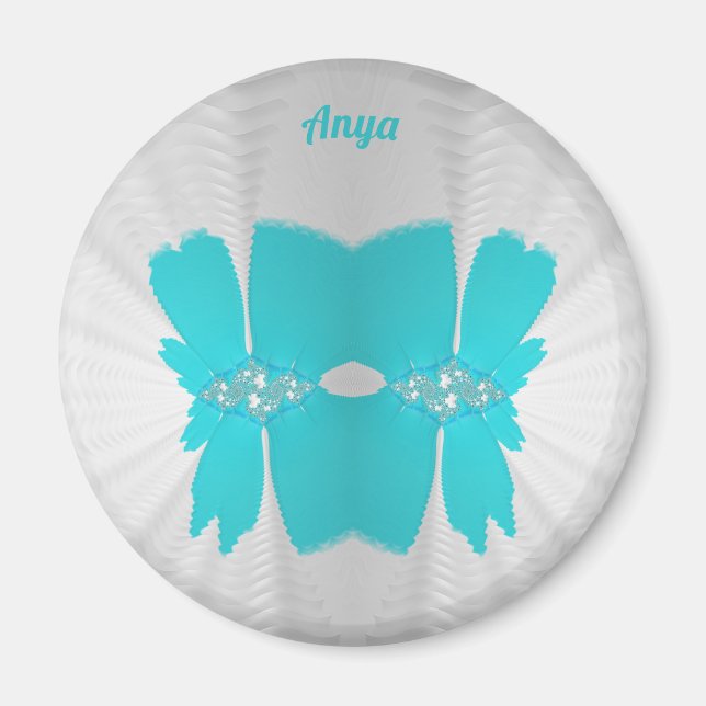 Íman ANYA ~ White e Aqua ~ Design impressionante (Frente)
