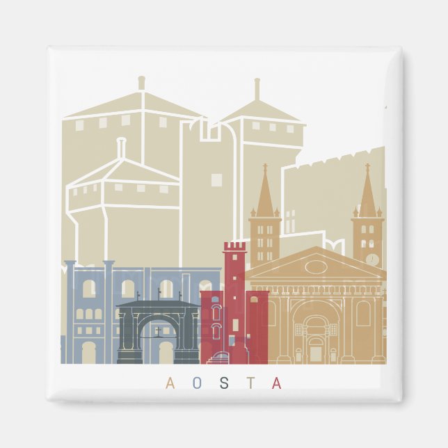 Íman Aosta skyline poster (Frente)