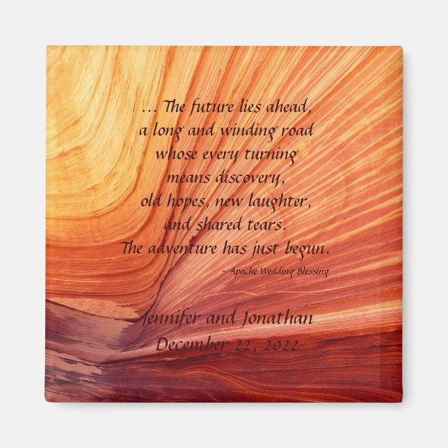 Íman Apache Wedding Benching Southwest Square Magnet (Frente)