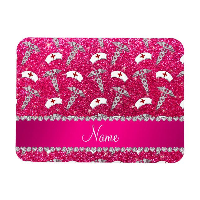 Íman Apelido rosa cor-de-rosa, amamentação prateada cad (Horizontal)