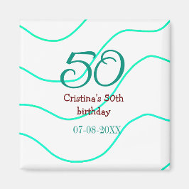 Íman Apelido vermelho verde para aniversário de 50 anos