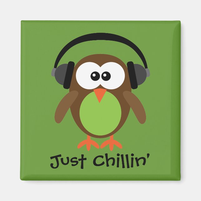 Íman Apenas Chillin Owl com Fones de ouvido (Frente)