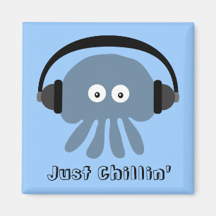 Íman Apenas medusa azuis de Chillin com fones de ouvido