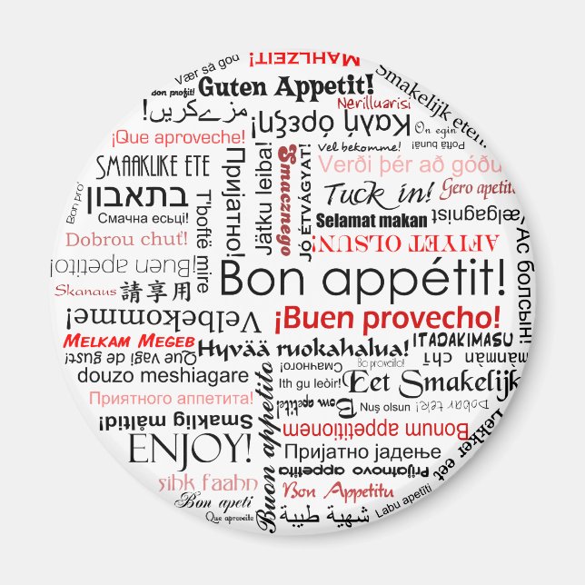 Íman Apetecimento em muitas línguas diferentes tipograf (Frente)