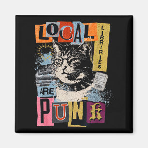 Íman Apoie a biblioteca local gato engraçado lendo livr