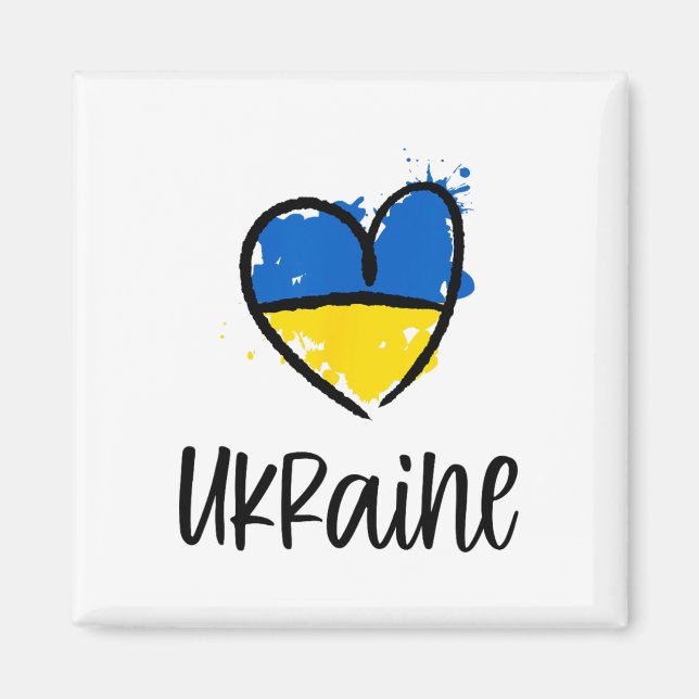 Íman Apoie a Ucrânia Eu Estou Com a Bandeira Ucraniana  (Frente)