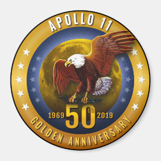 Íman Apollo 11 50º Ouro da Éaga e Lua -