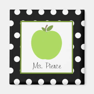 Íman Apple verde/preto com bolinhas brancas
